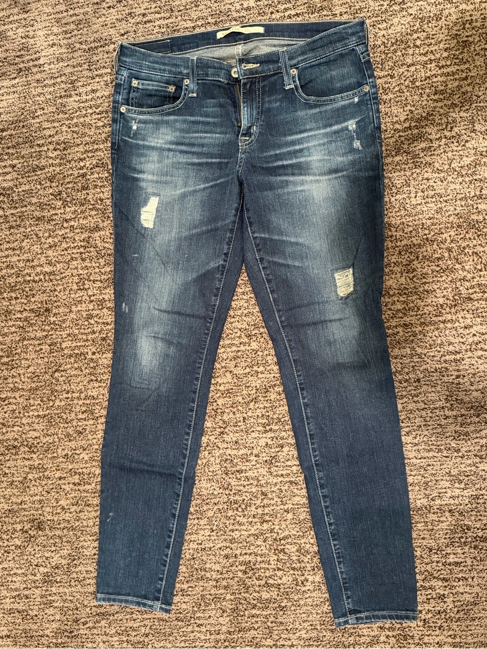 Big Star Women's Dark Blue Skinny Jeans with Distressed Accents